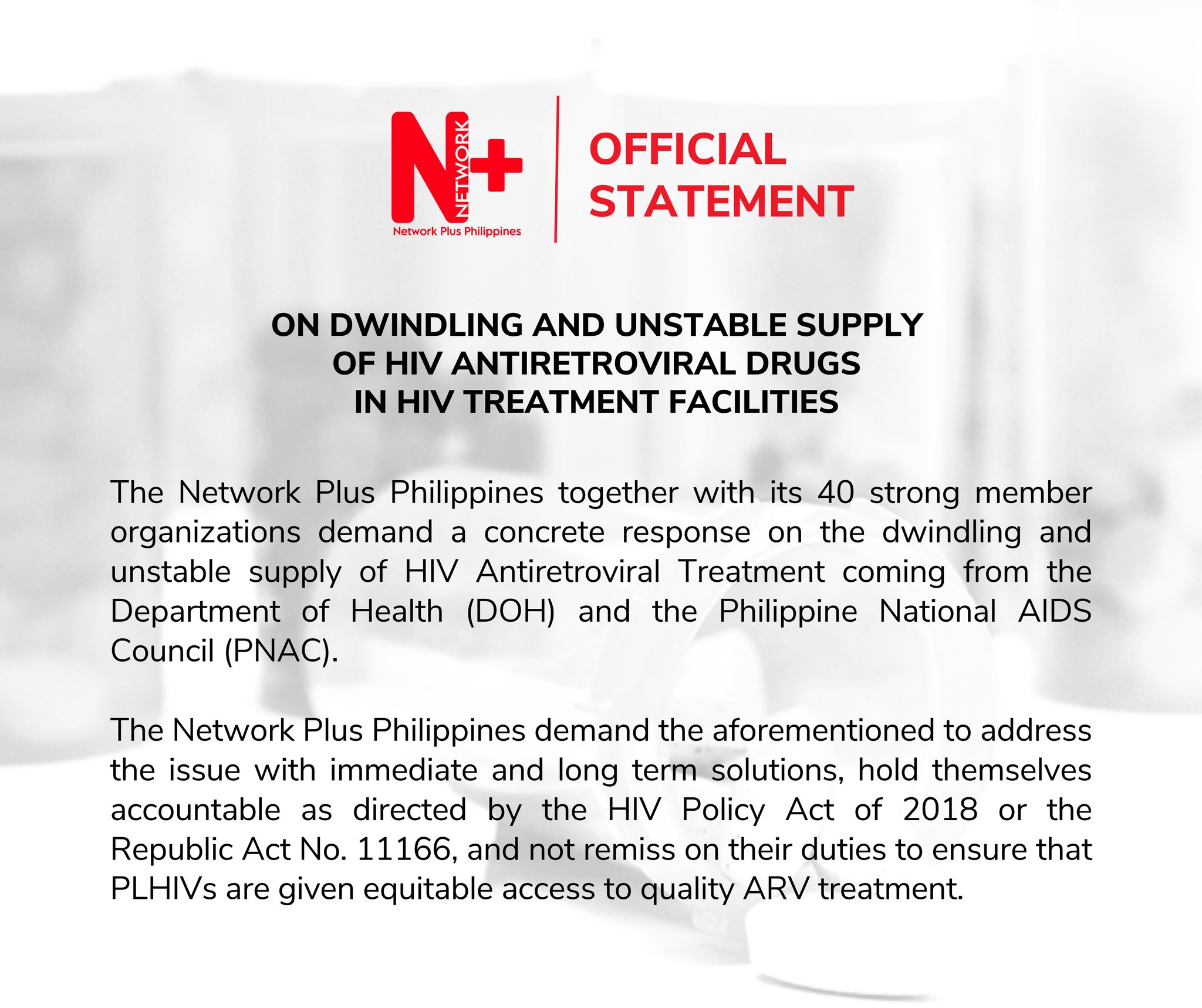 Network Plus advocated for ARV supply stability through CLMS data